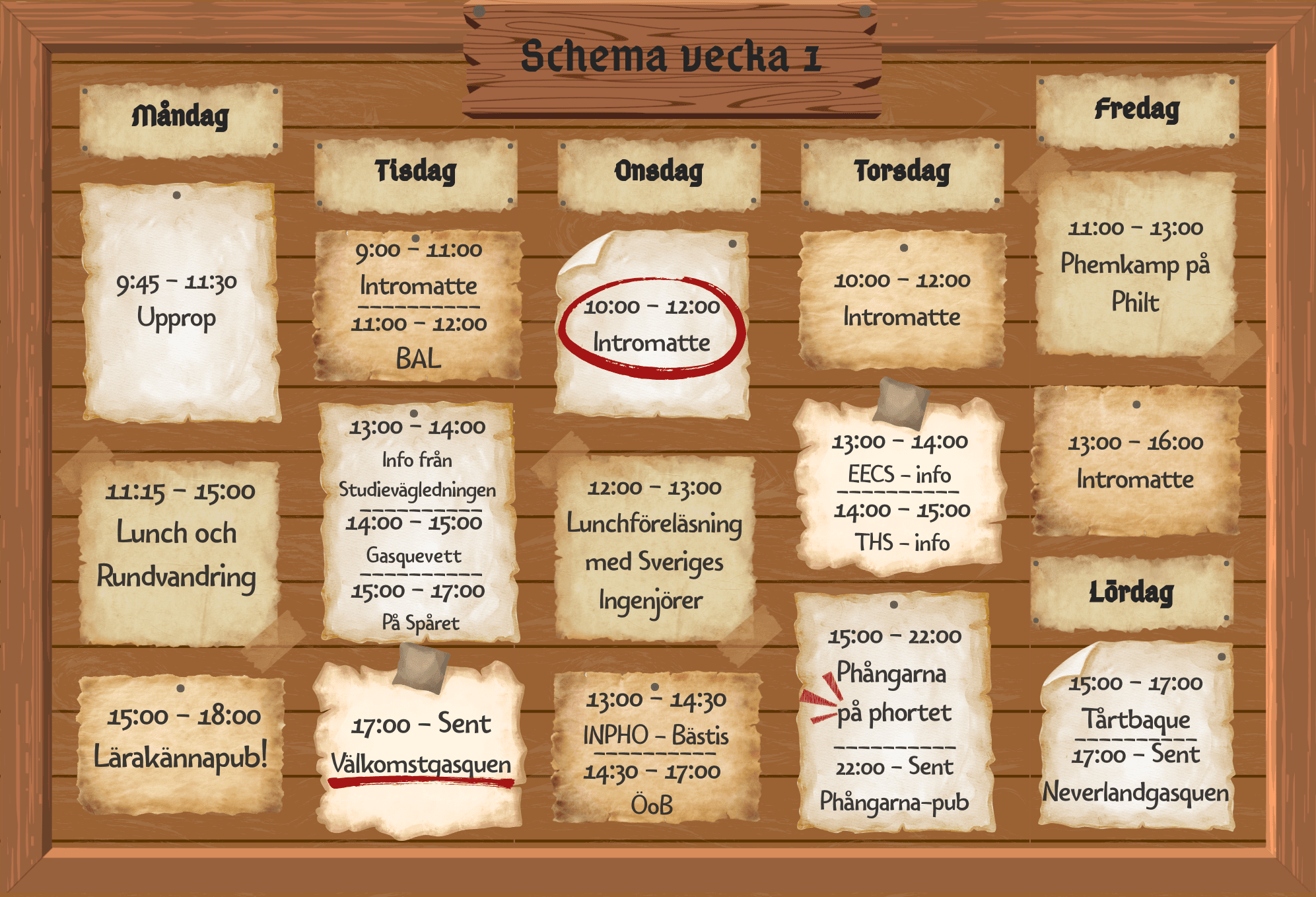 Schema vecka 1